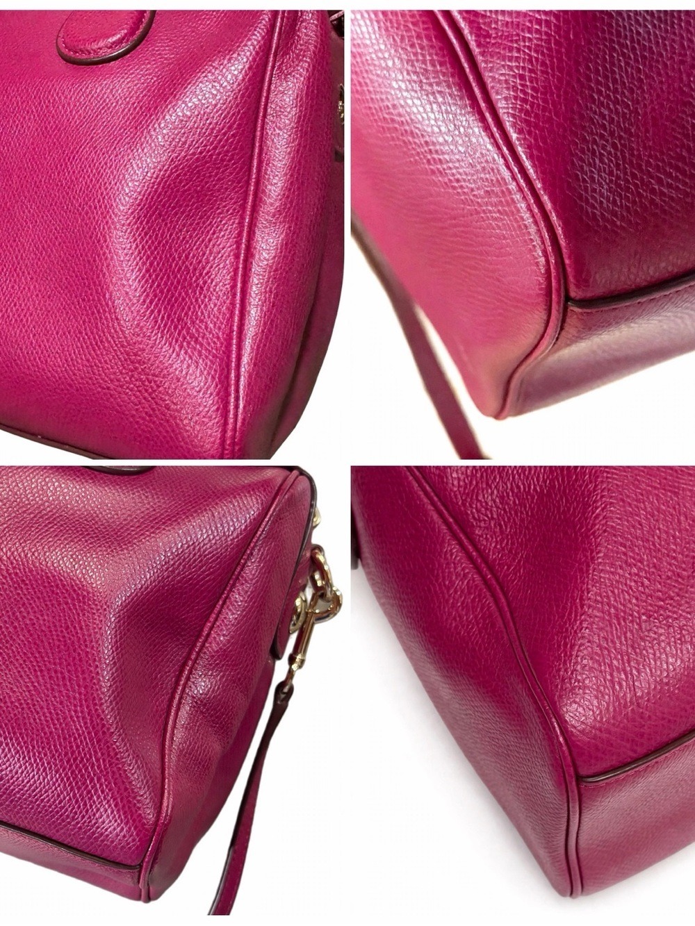 Coach Bennett Satchel F36624 Magenta Pebbled Leather Crossbody Gold Hardware - Picture 9 of 10